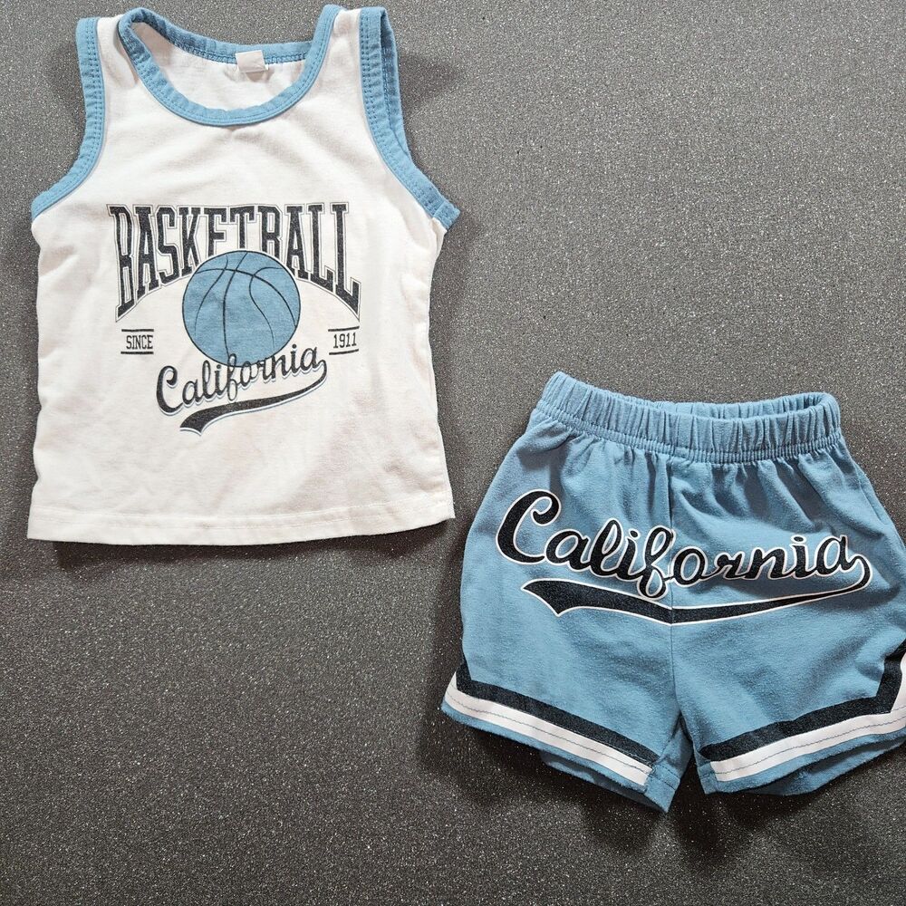 Basketball California Outfit Set 6-9M Tank Top Shorts Athletic Baby